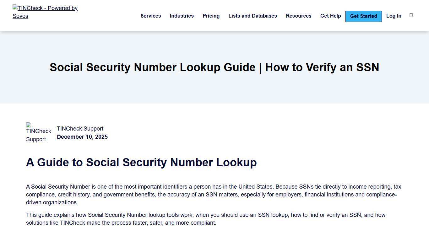 Social Security Number Lookup Guide How to Verify an SSN - TINCheck