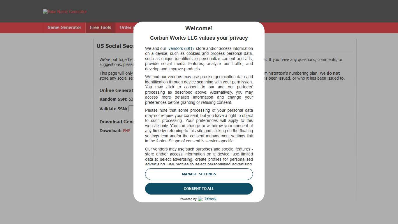 US Social Security Number (SSN) - Fake Name Generator